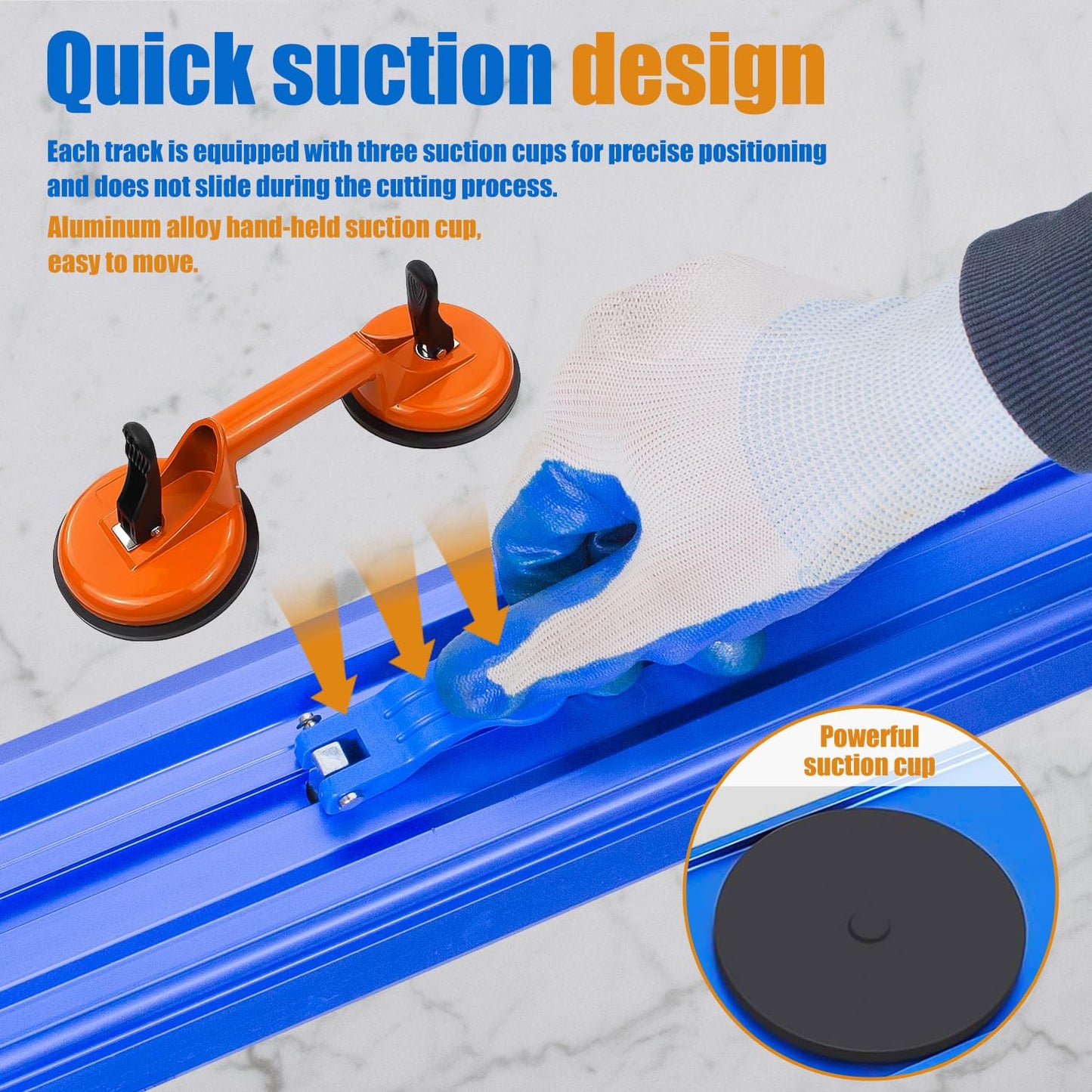 87-Inch Tile Cutter - Manual Cutting Tool for Large Format Ceramic Porcelain Tiles, Professional Porcelain Slab Cutting Machine with Double Rails Design and Glass Suction Cup