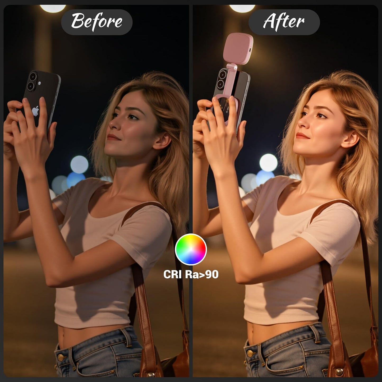 cocobeen 5 Magnetic Selfie Light for Phone: Led Mode with Mirror Compatible for iPhone & Android - Rechargeable