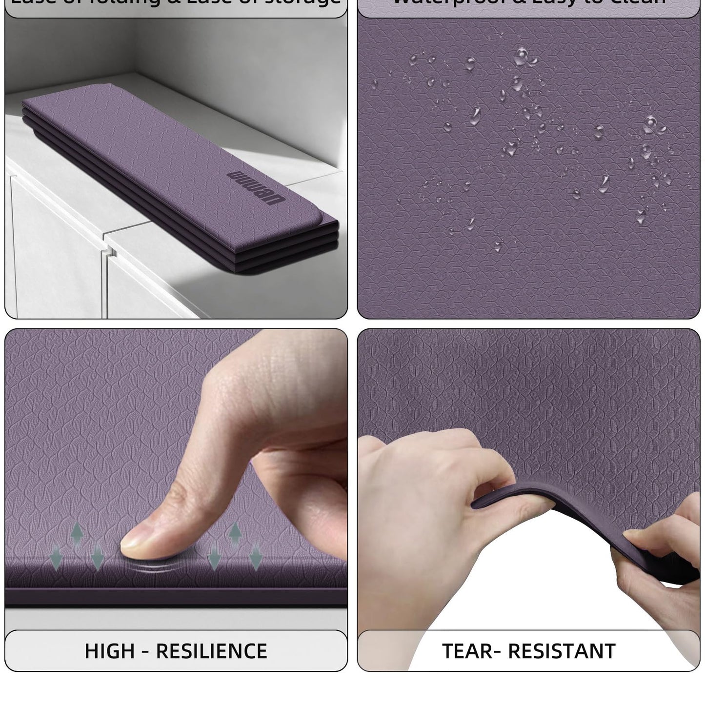 Folding Yoga Mat Extra Thick 0.4 Inch, Foldable Yoga Mat 75 x 26 Inches,TPE Exercise Mat, 7-Panel Non Slip Cushioned Fitness Mat for Yoga, Pilates, Stretching, Home Workout (Purple)