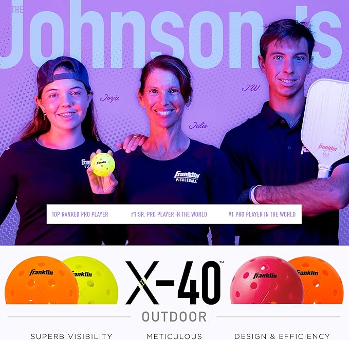 Franklin Sports X-40 Outdoor Pickleballs - Official Ball of USA Pickleball, APP Tour + US Open - Regulation Size