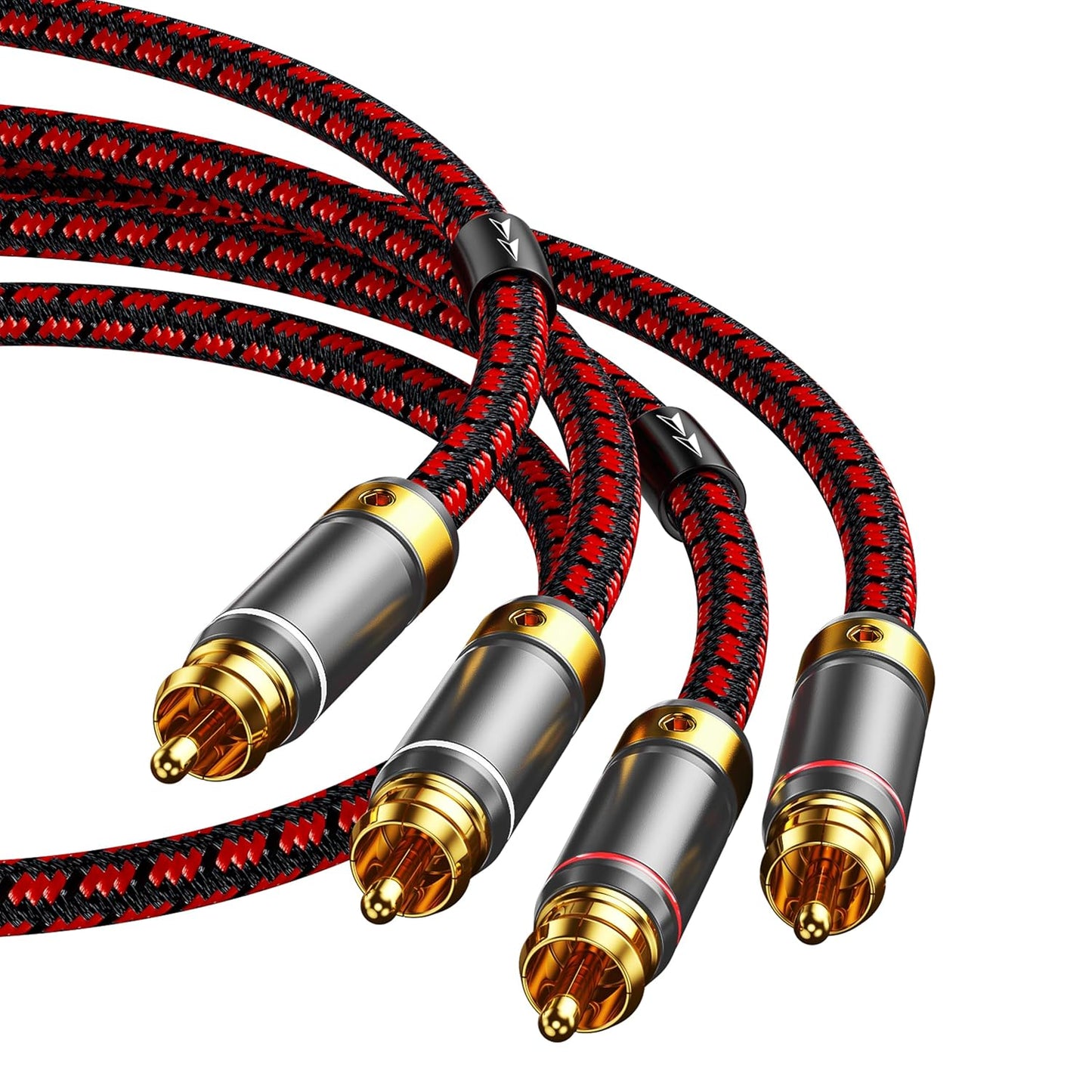 Hagietek 2 Systems,3.2FT RCA Audio Cable Audiophile Gold Plated Stereo Braided Subwoofer Cable Oxgen Free Copper