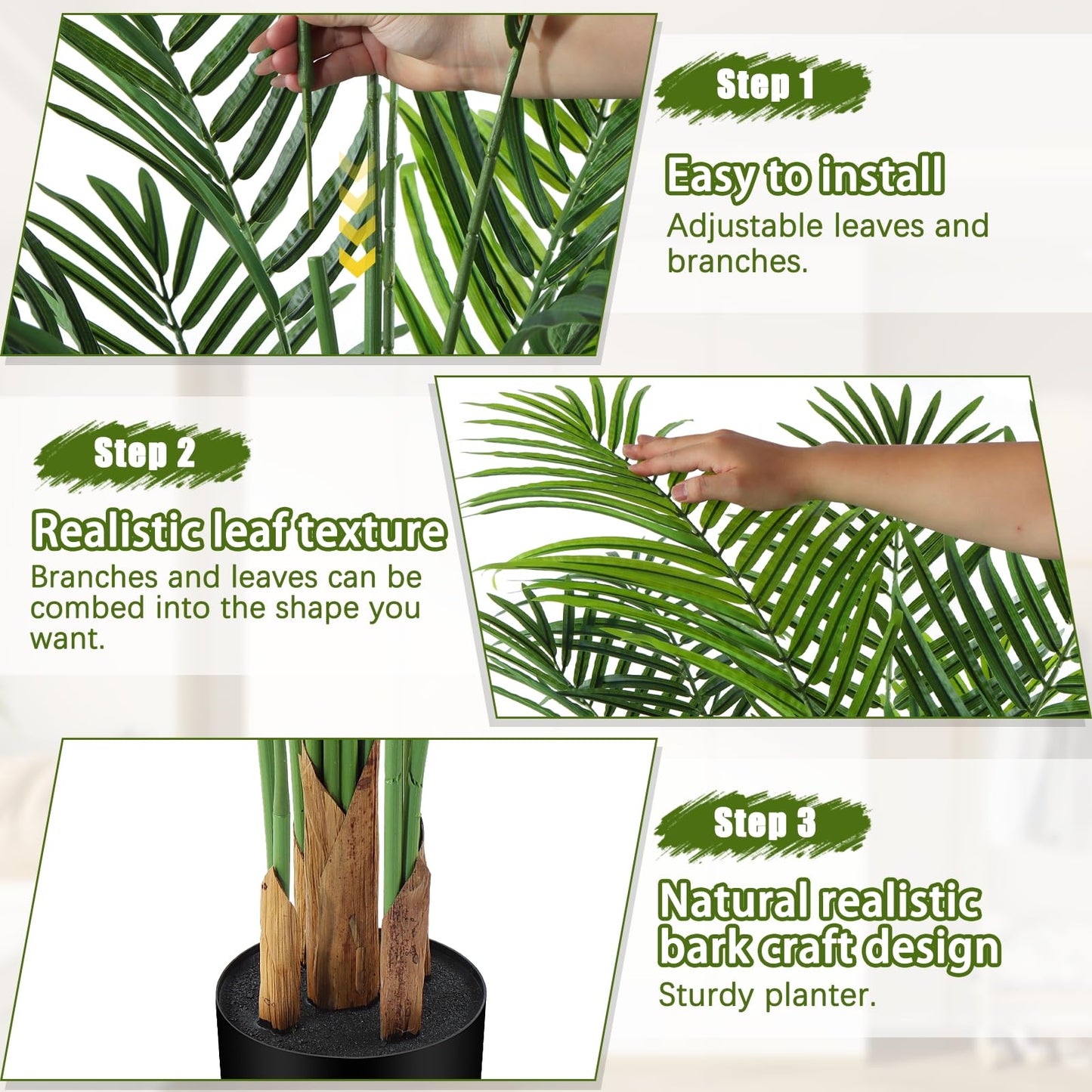 CyanGrove Artificial Palm Tree Outdoor 6ft, Large Fake Tropical Areca Palm Tree with 18 Trunks, Tall Faux Floor Plants for Indoor Outdoor-Living Rooms, Offices, Bedroom Home Decor