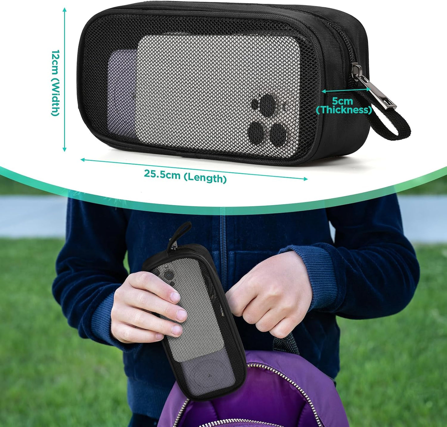 Lidwot Breathable Mesh Nylon Travel Organizer - Portable Cable pouch & Tool Case for Laptop Charger, Mouse, Power Bank
