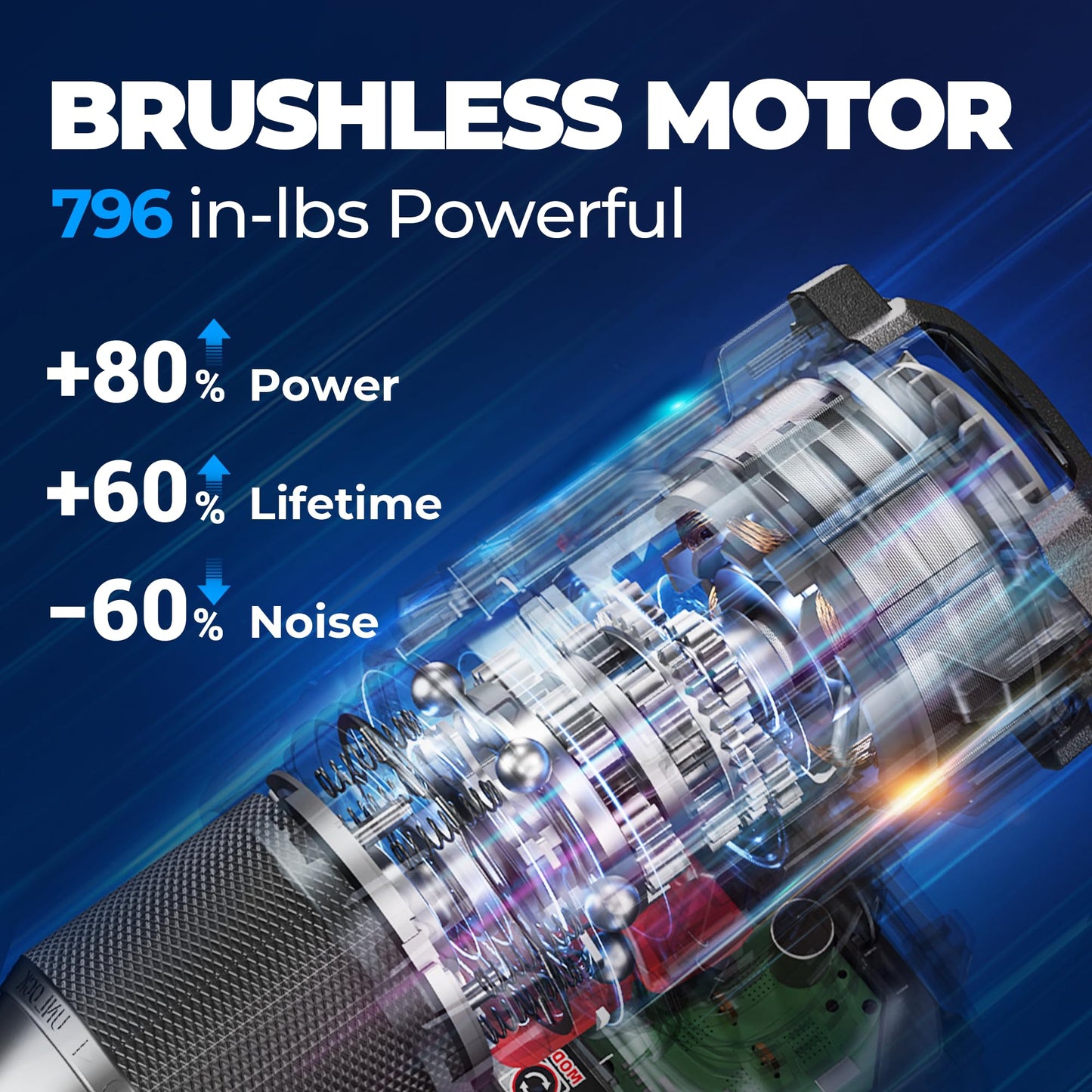 Dong Cheng 20V Brushless Hammer Drill, 796 in-lbs, 2 x 4.0Ah Battery, 1/2" Keyless Metal Chuck, 19+1+1 Clutch, Cordless Heavy-duty Drill for Drilling Brick Wall, Metal, Wood