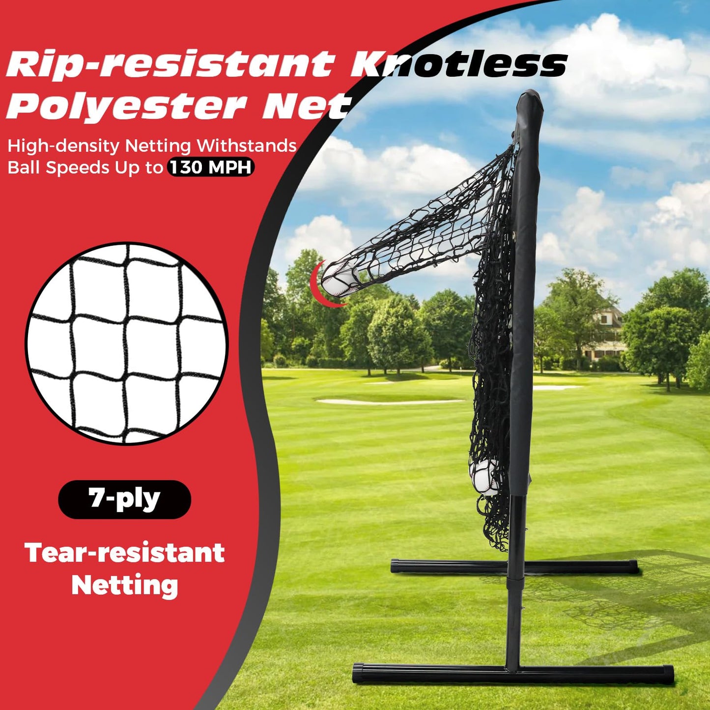 Bearwill Pitching Net, 9 Hole Pitching Net with Strike Zone, Baseball Softball Pitching Target with Adjustable Height, Baseball Pitcher Throwing Practice Training Equipment for All Skill Levels