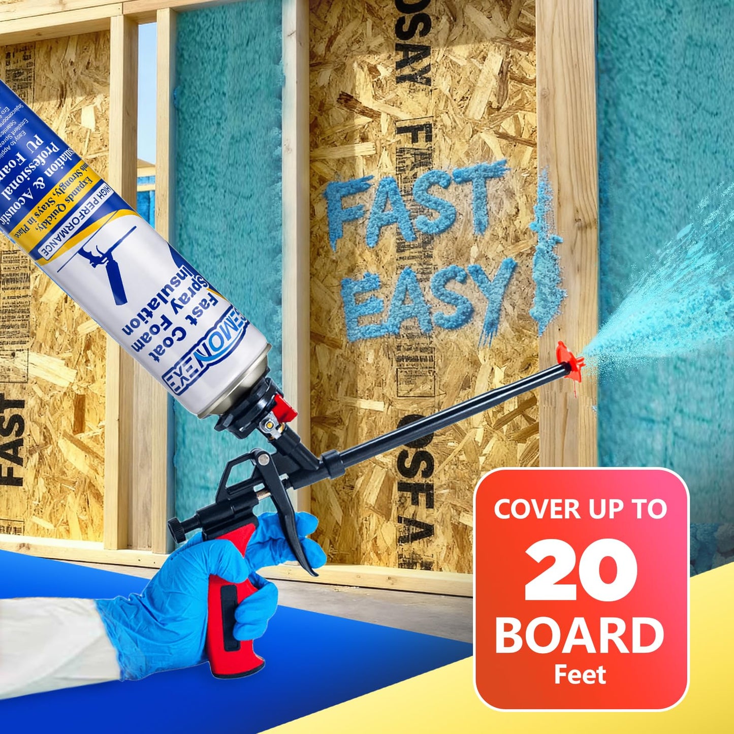 Spray Foam Insulation 240 Board ft/Sq.ft, Closed Cell Wide Polyurethane DIY Spray Foam for Walls, Ceilings, Attics and Garage Doors (12 Pack×25.4oz) -Thermal & Soundproofing,Only Foam Cans
