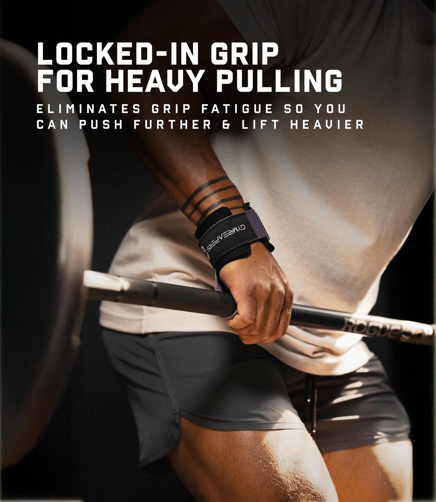 Gymreapers Weight Lifting Straps With Dowel - Wrist Straps for Weightlifting - Workout Deadlift Wrist Weights - Reinforced Stitching & Padded Fit Gym Accessories for Strength & Gym Hand Grip (Lilac)