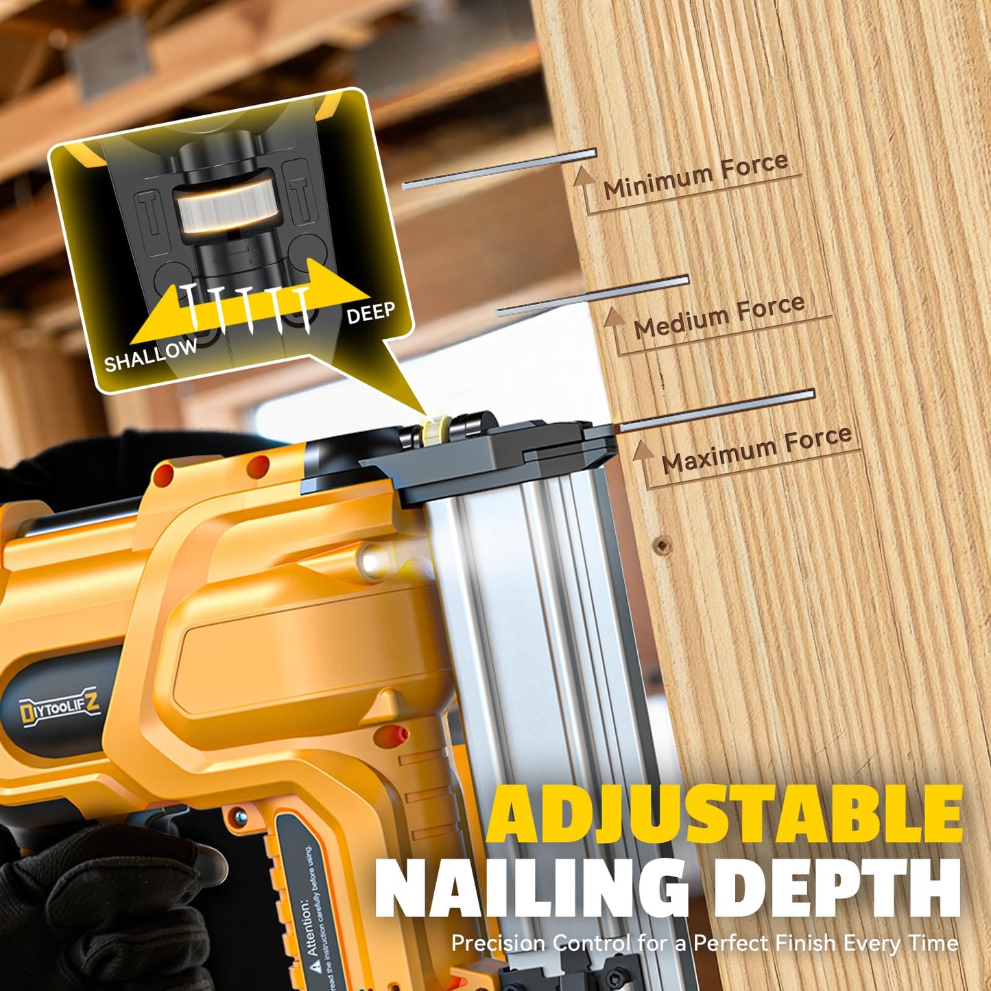 DIYtoolifz 18GA Cordless 2" Brad Nailer Compatible with DeWalt 20V (Tool Only), 2-in-1 Nail & Staple Gun, Tool-Free Jam, Adjustable Depth, 2 Modes with 400 Nails/Staples for Woodworking,Trim,Carpentry