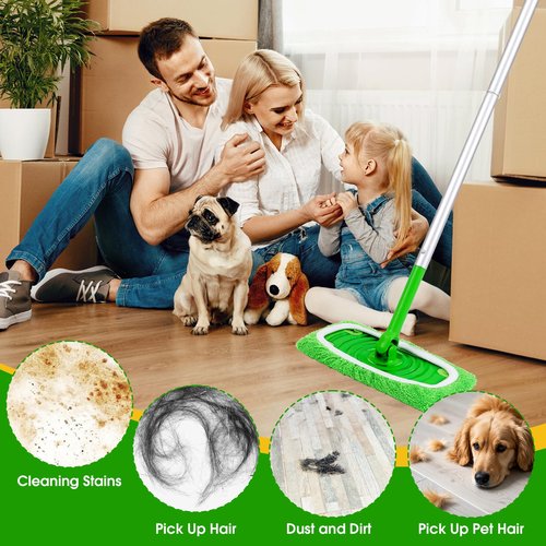 12Pcs Reusable Microfiber Mop Pads Compatible with Sweeper Mops,Dry Sweeping Cloths & Wet Mopping Pads Refills,Washable Mop Pads for Floor Cleaning