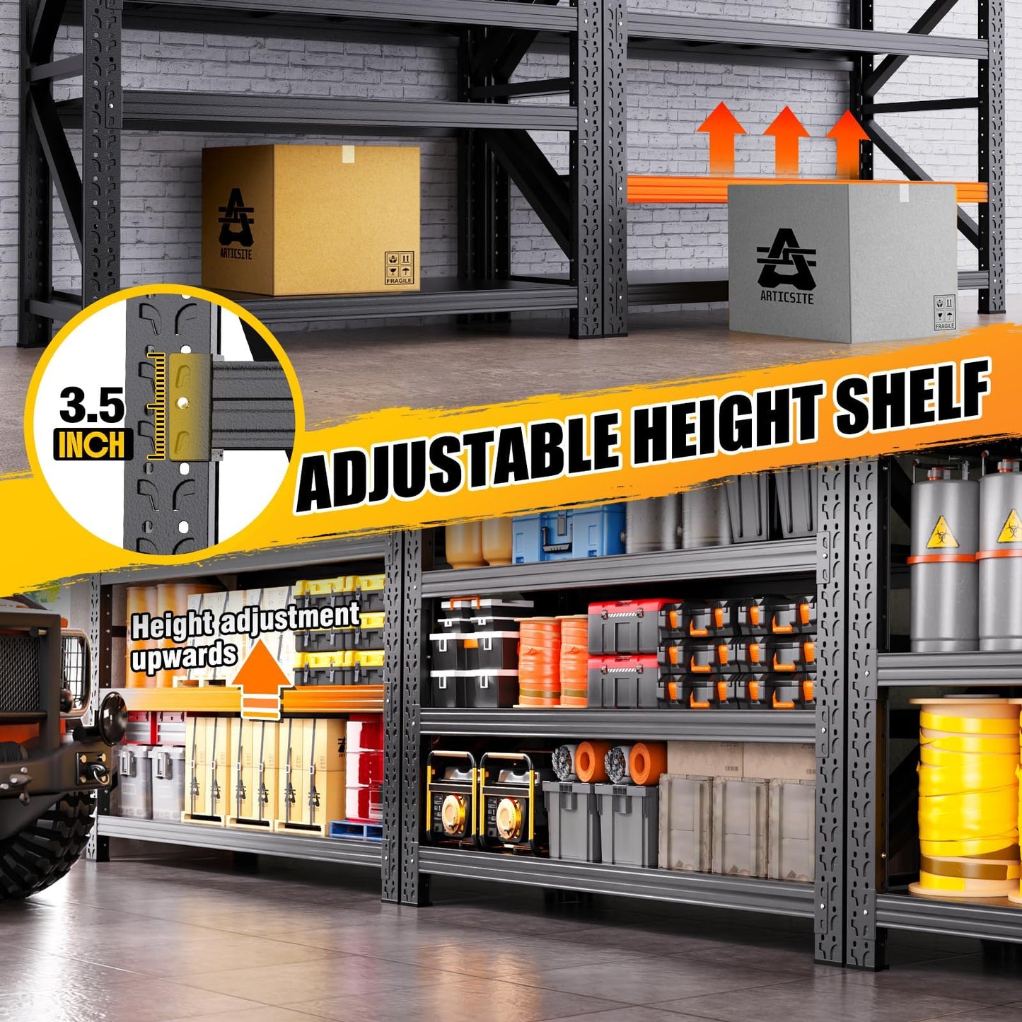 AXASIIO 79"W Heavy Duty Storage Shelves, 8000LBS Adjustable Garage Shelving Unit, Rust Proof Large Metal Storage Rack, 24"D x 79"W x 74"H Industrial Shelving for Warehouse, Basement, Shop, Supermarket