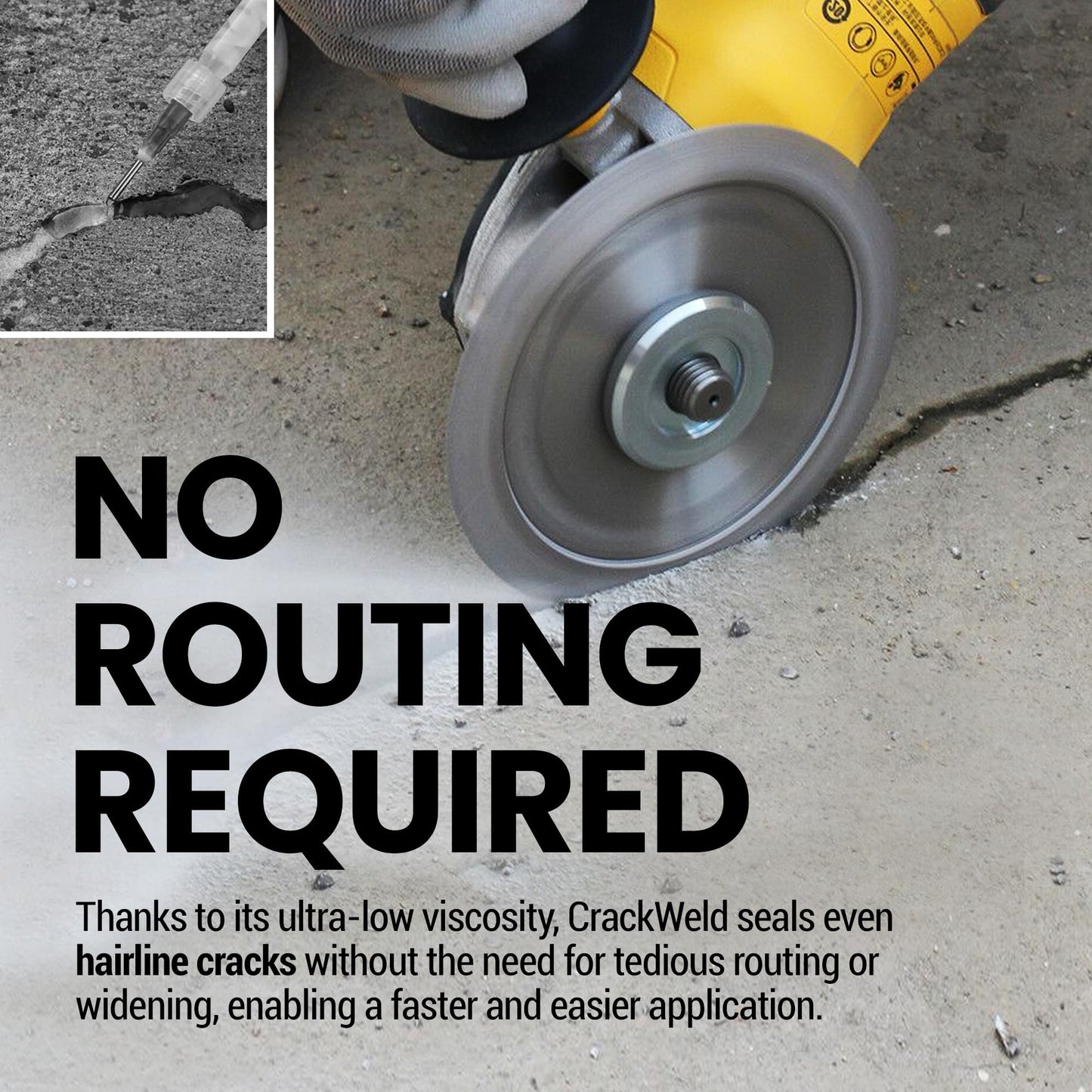 CrackWeld Concrete Crack Repair Kit (2-Pack) – Polyurethane Concrete Crack Filler for Floors & Slabs – Hairline, Shrinkage & Settlement Cracks – Low-Viscosity, Fast-Curing, No Grinding Required