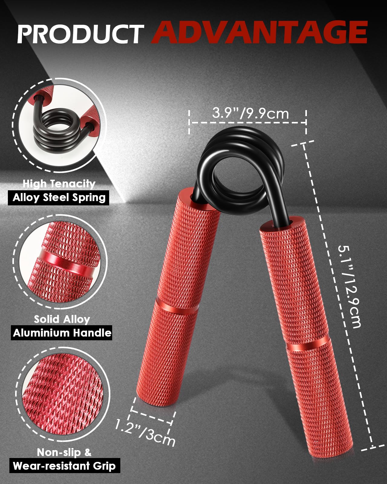 Hozzen Grip Strength Trainer, 6 Pack Grip Strength Trainer Set (50-200LB), No Slip Hand Grip Strengthener, Wrist Forearm Strengthener with Grip Tape for Strength Training, Exercise, Injury Recovery