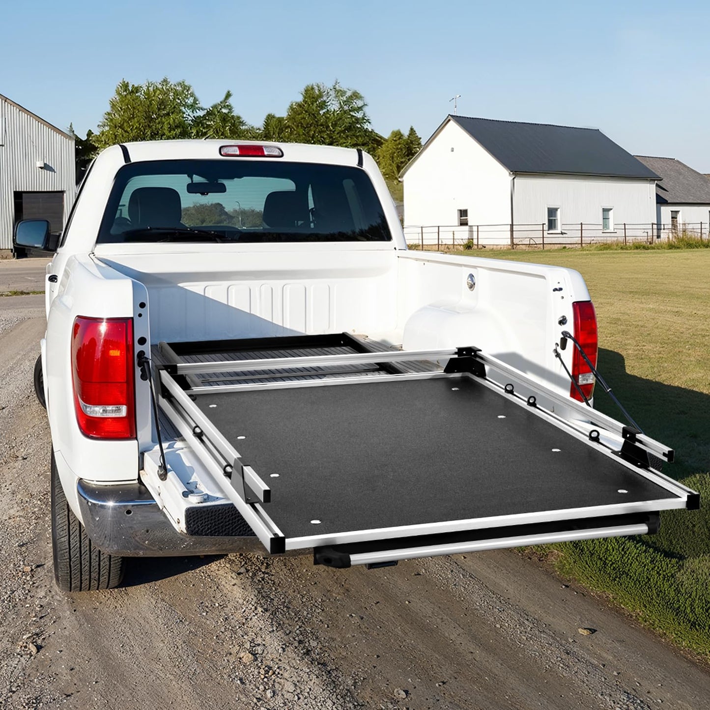 VEVOR Sliding Truck Bed Organizer, 63 x 47-Inch Heavy Duty Truck Bed Storage Drawer with 1000 lbs Capacity, Features 6 Movable Rings for Securing, 2-Postion Slide Out Tray for Pickup Trucks, Black