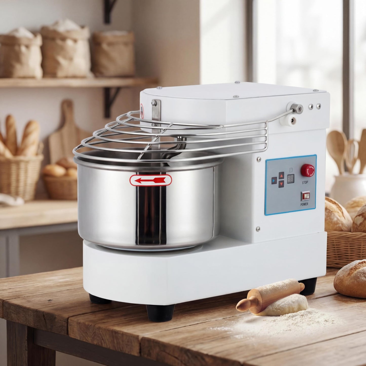 EliteEdge 10.5 Qt Commercial Food Mixer | 650W Dual-Rotation Dough Kneading Machine with Touchscreen Timer | Stainless Steel Bowl & Safety Shield for Bakeries & Restaurants