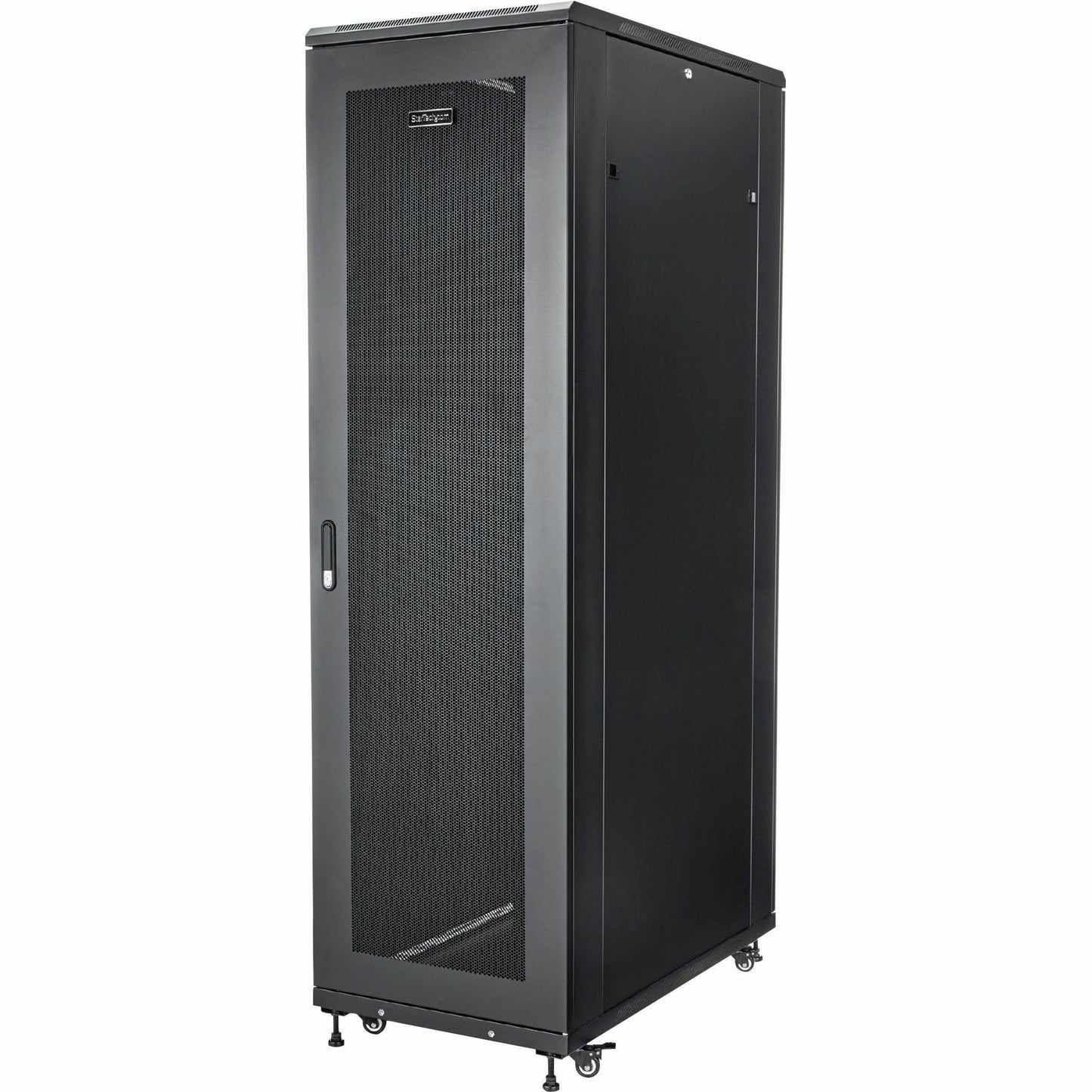 StarTech 42U Enterprise-Grade Server Rack Cabinet, Alloy Steel, 19in Enclosed 4-Post Rack with 36in (91cm) Mounting Depth and 2000lb (900kg) Weight Capacity, Black