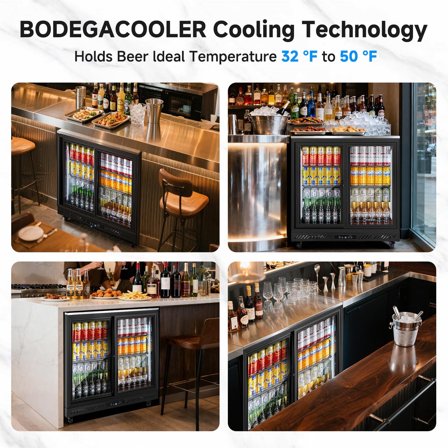 BODEGA BODEGACOOLER Back Bar Cooler,7.7 Cu.ft Commercial Beverage Refrigerator with 2 Sliding Glass Doors, Stainless Steel Top,Beverage Fridge Perfect for Beer,Wine,Soda,DOE Approved