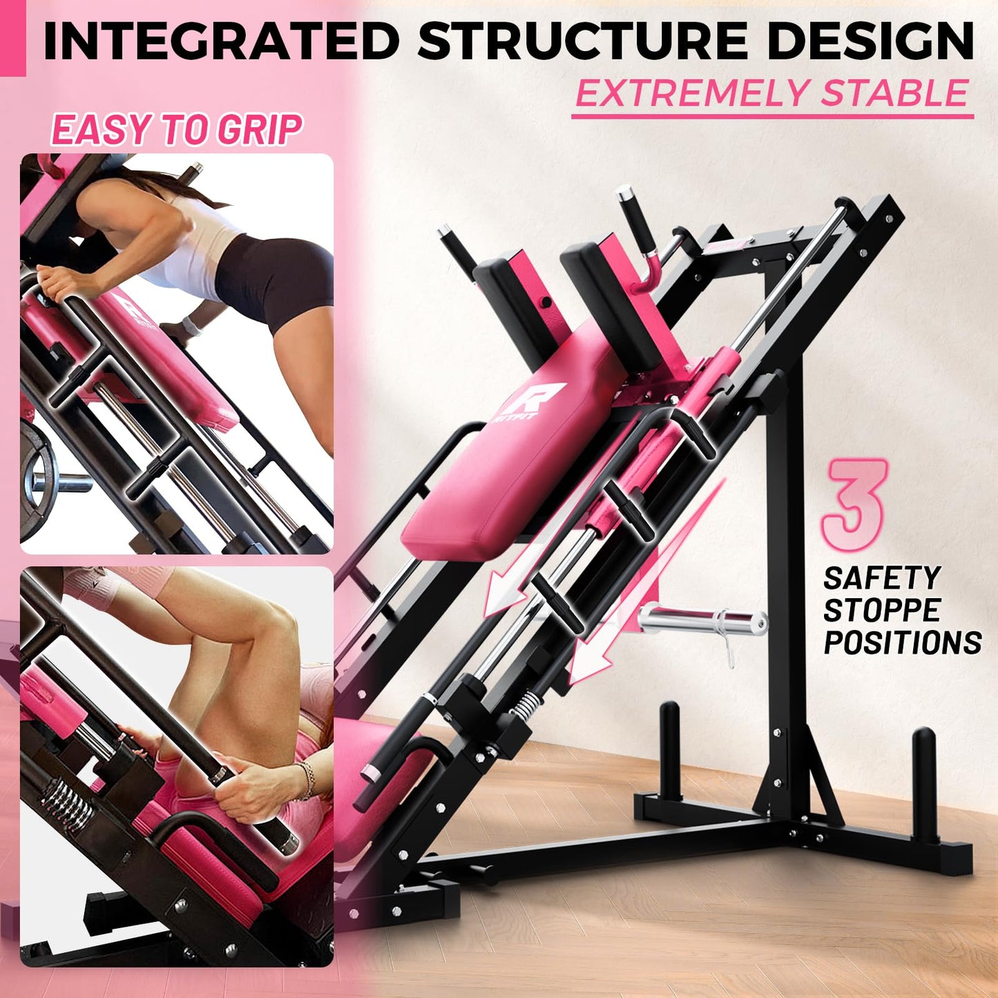 RitFit Leg Press Hack Squat Machine, Professional Adjustable Leg Press Machine for Home Gym with Linear Bearing, Full Lower Body Workout with Weight Storage