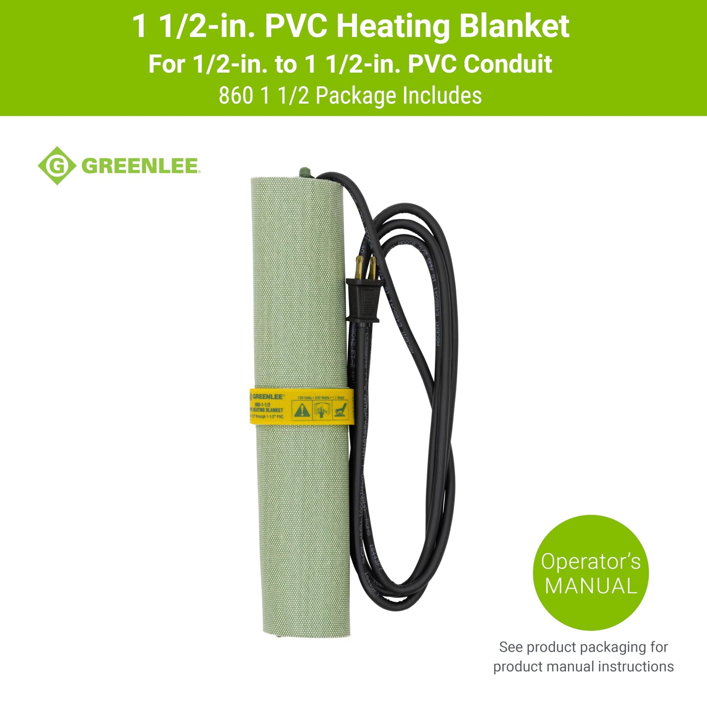 Greenlee 860-1-1/2 Temperature-Controlled PVC Heating Blanket for 1/2" to 1-1/2" PVC Conduit, 120 Volts, 200 Watts, Small, Gray