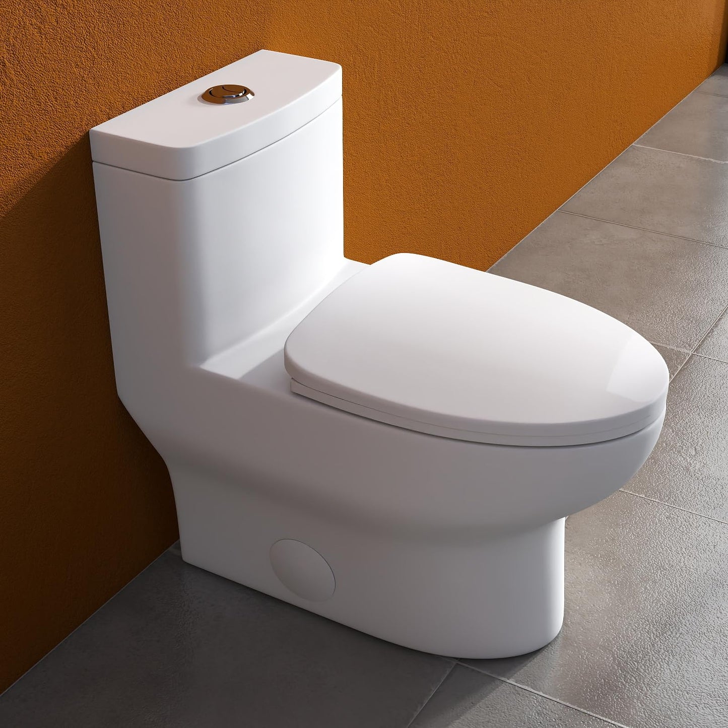 Donsdey Compact One Piece Toliet- Compact Toilet with 15.8'' Standard Seat Height Powerful Dual Fulsh Water Saving 1000g MAP ＆ 1.1/1.6 GPF 12'' Rough-in White Glossy Ceramic Toilets Bowl