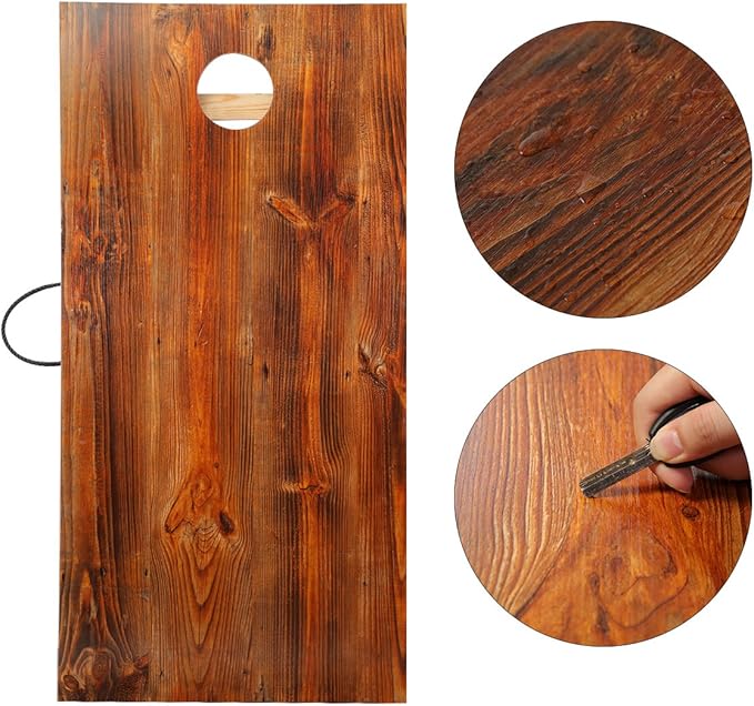 UKASE Solid Wood Regulation Size Cornhole Set Portable Bean Bags Toss Game with Durable Wood Grain Printed Surface and Underneath for Indoor and Outdoor