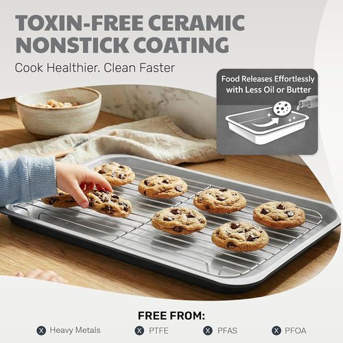 Gotham Steel 6-Piece Stackable Baking Pans Set | Space-Saving Ceramic Bakeware, Non-Toxic & Dishwasher Safe