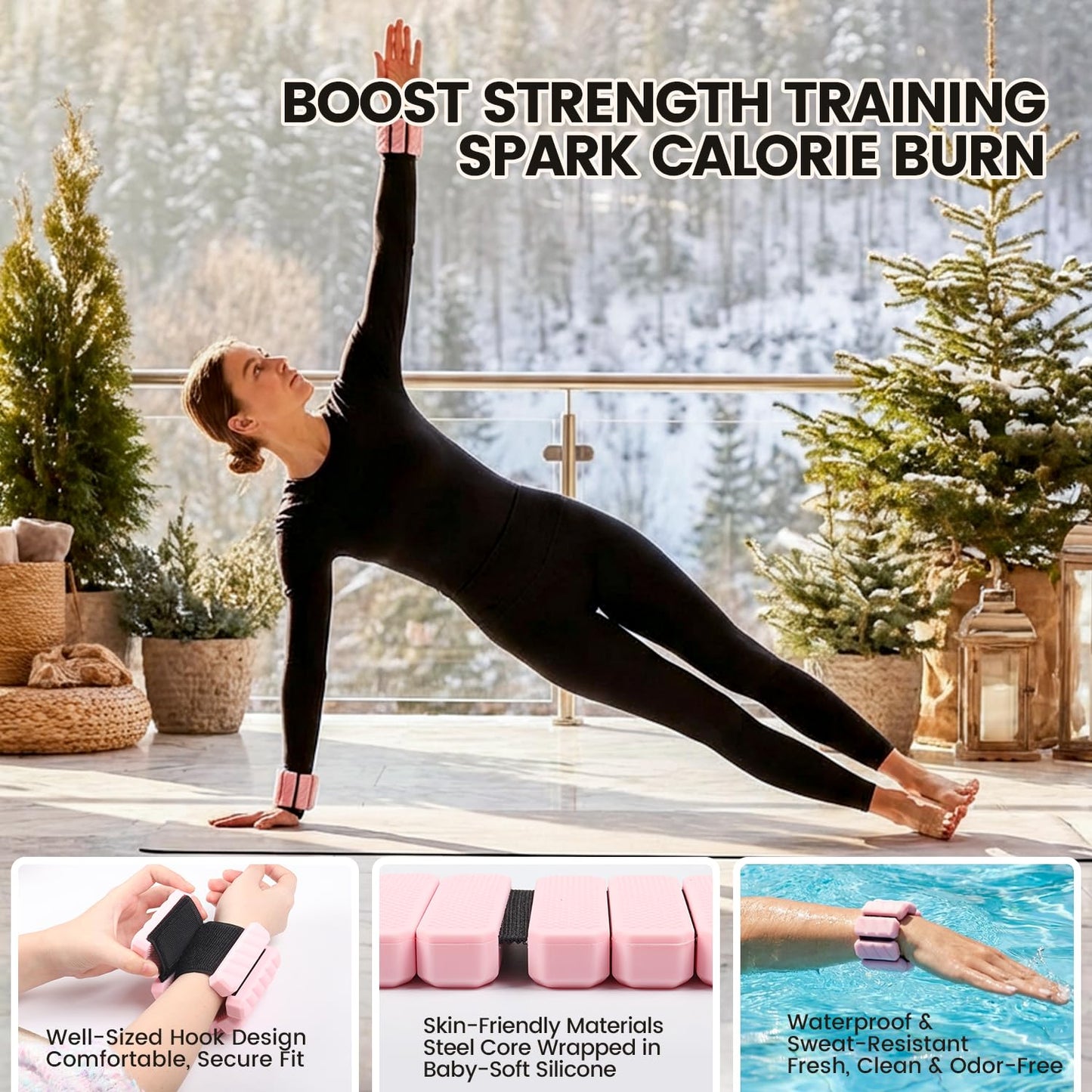 KIMPOK Wrist & Ankle Weights – 2 lbs / 1 lb Pair, Silicone-Wrapped Adjustable Wearable Weights for Toning, Walking, Pilates & Yoga (pink, 1 lb pair (0.5 lb each))