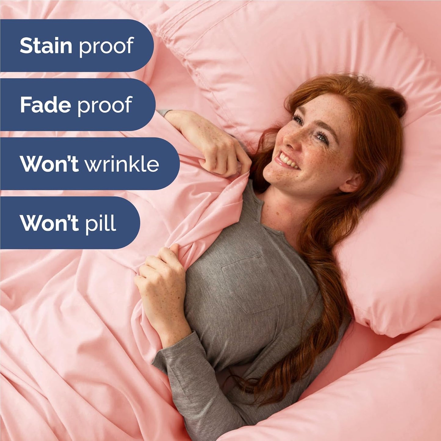 Skiennix Twin XL Sheet Set - Comfy Cooling Bed Sheets with Deep Pockets - Soft, Wrinkle-Free Baby Pink