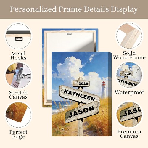 Crossroads Personalized Canvas Print - Custom Name & Date Wall Art for Couples | 8x12 Wrapped Frame