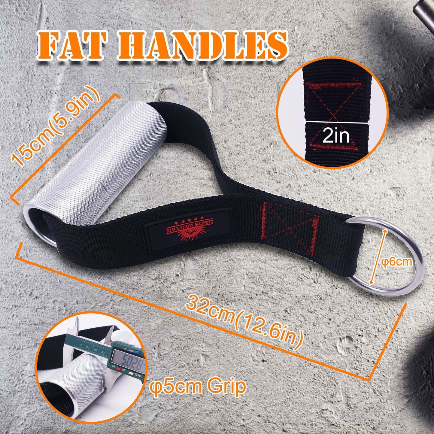 Lights Mountain Heavy Duty Fat Gym Handle Grip 2" Dia Aluminum Alloy Exercise Handle Cable Machine Pulley LAT Pulldown Attachments Arm Wrestling Training Handle(1 Piece)