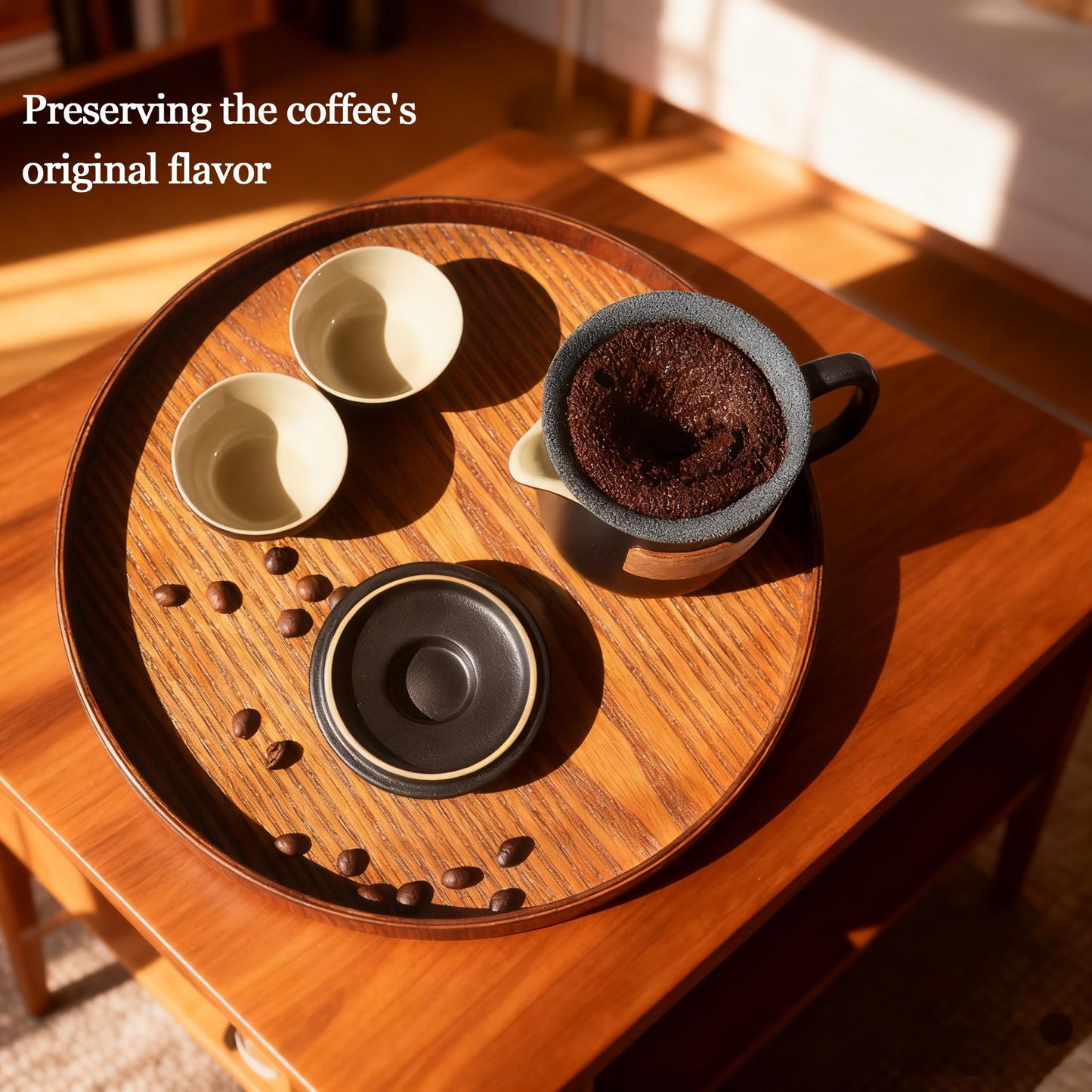 sencdfly Pour Over Coffee Maker - All-Ceramic Drip Set, Single Serve Coffee Maker with Pour Over Dripper, Reusable Ceramic Filter & Carafe, Portable Travel Drip Kit Valentines Day Gifts for Him