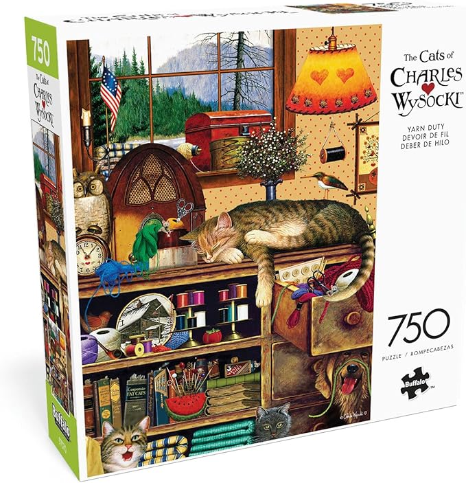 Buffalo Games - Charles Wysocki - Yarn Duty - 750 Piece Jigsaw Puzzle for Adults -Challenging Puzzle Perfect for Game Nights - Finished Size is 24.00 x 18.00