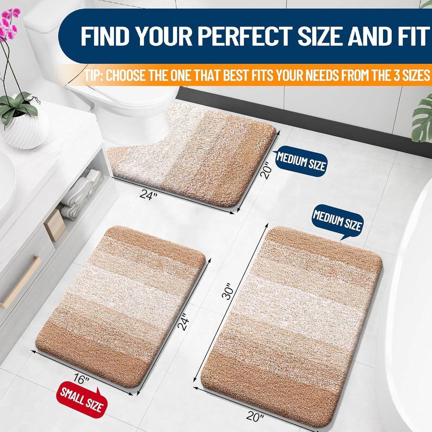 OLANLY Bathroom Rugs - Extra Soft, Absorbent Microfiber Mat | 24x16, Quick Dry, Machine Washable, Beige