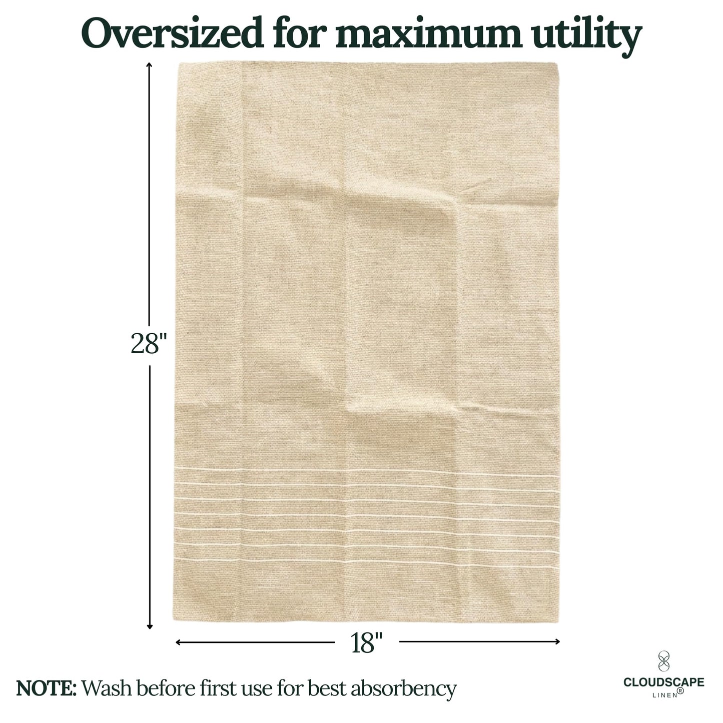 CLOUDSCAPE Kitchen Towels, Set of 6, Premium Cotton Dish Towels for Kitchen, 18" x 28" Oversized Hand Towel, Quick Absorbent & Drying Tea Towel with Hanging Loop -BOR