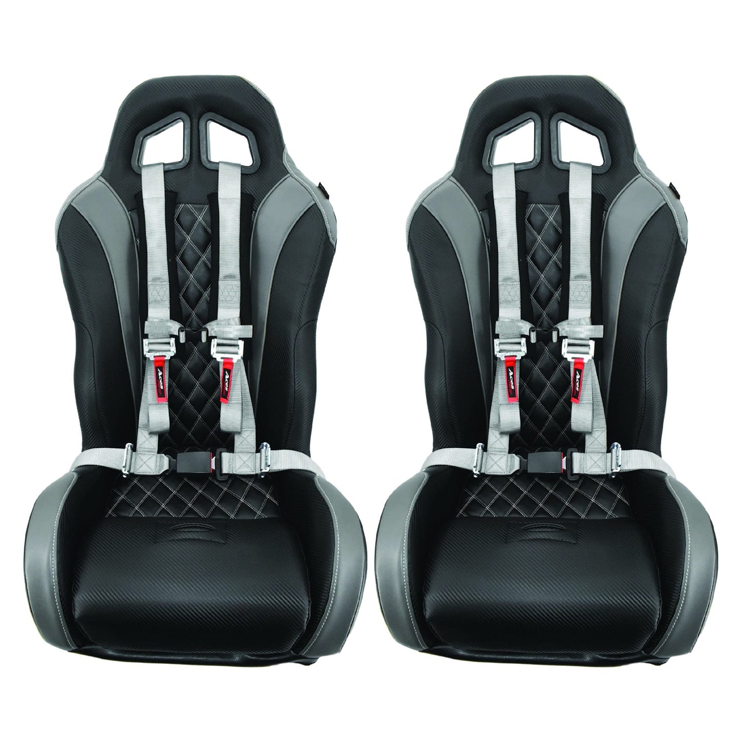 AAAA Aces Racing Harness (Pair) compatible with Polaris RZR With Bypass Plug (Grey, 4 Point)