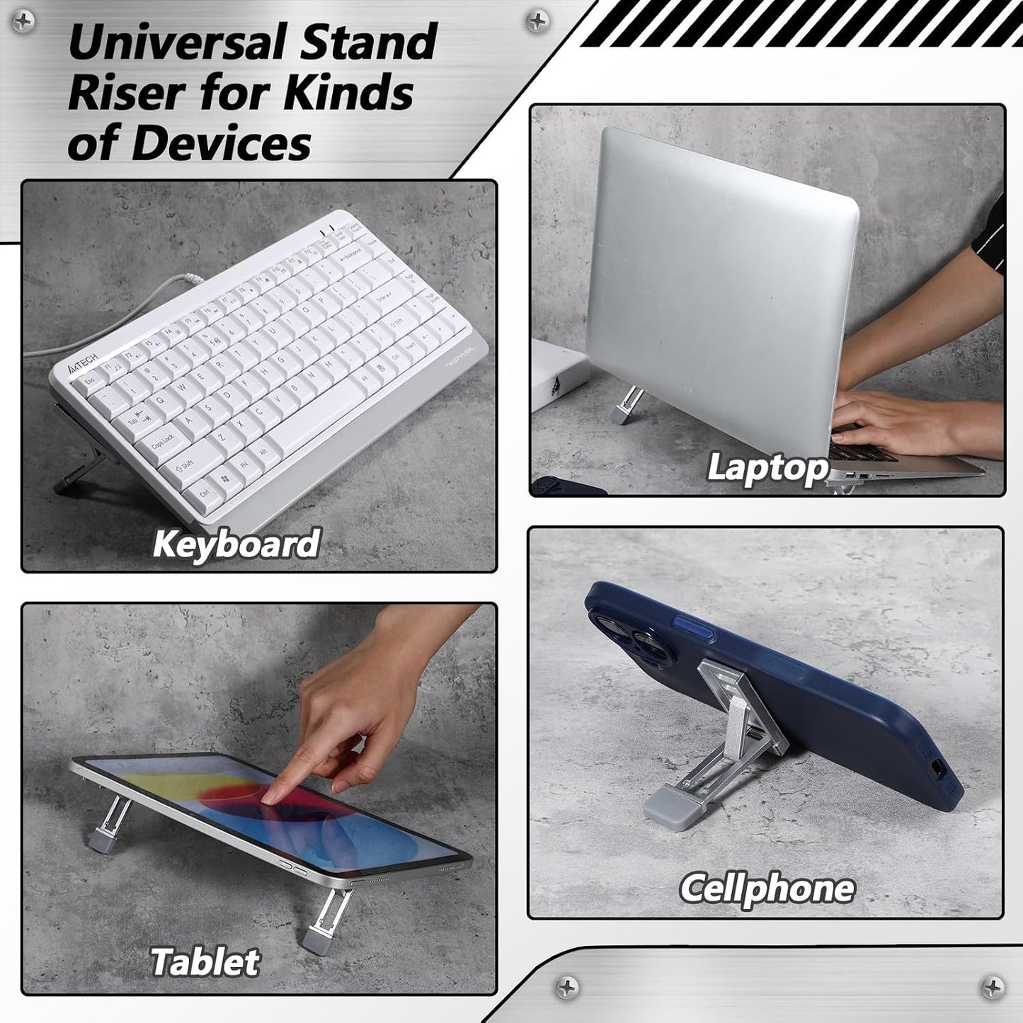Alrhso 2 Pcs Keyboard Riser Tilt Stand Laptop Feet Riser Adhesive Keyboard Stands Portable Three Tilt Angle Adjustable