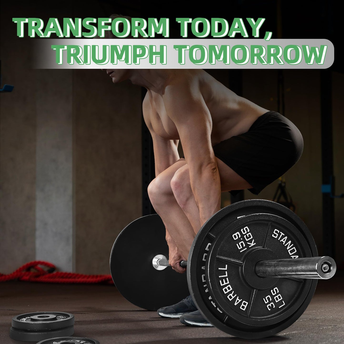Fitvids 2 Inch Olympic Weight Plates, 2x 35 LB Plates for Home Gym Strength Training, Deep Grip Edge