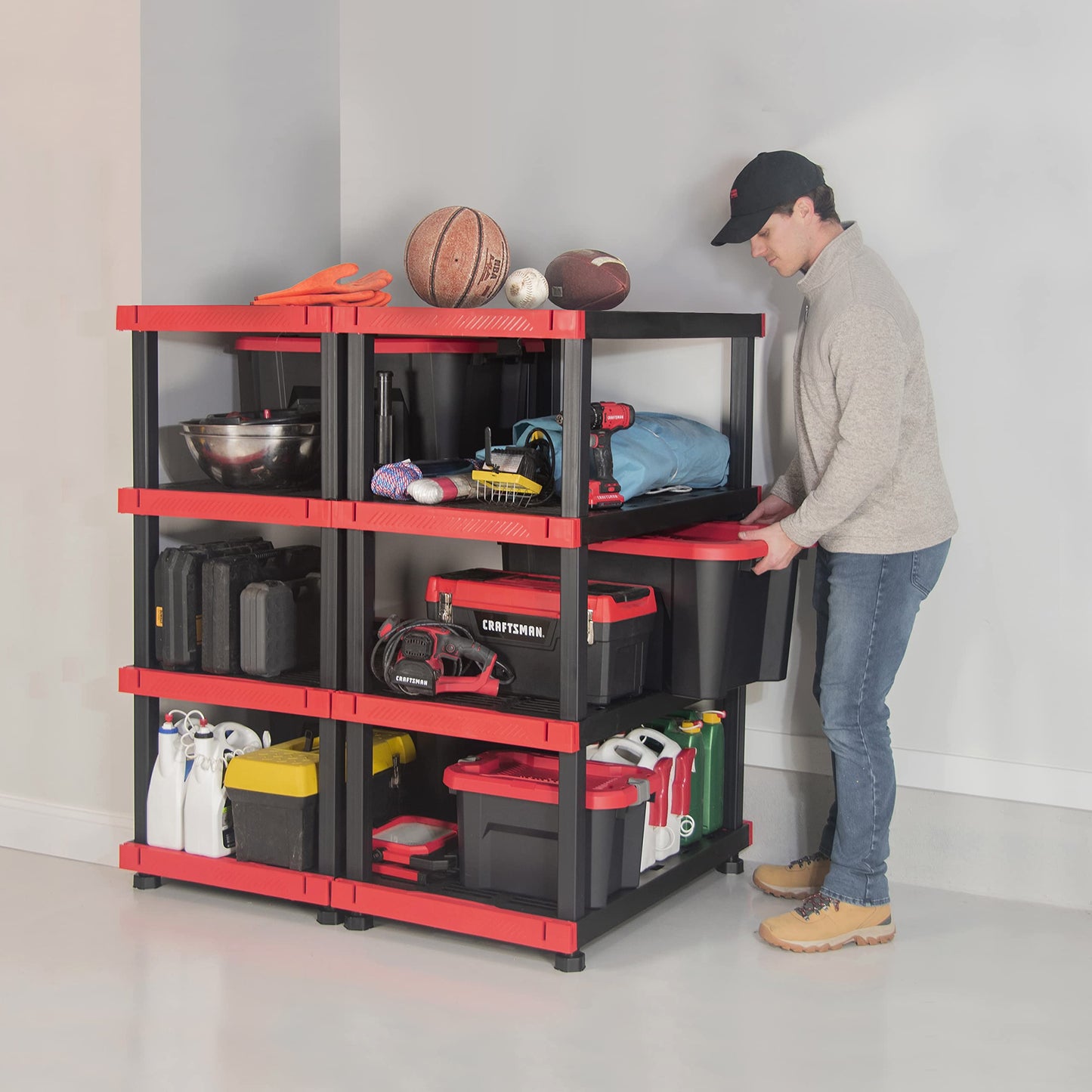 CX Craftsman 4-Tier Highly Durable Storage Rack, 4 Shleves That Support up to 200lbs/shelf, Organization and Storage, Weather-Resistant Design, Easy Assembly, American Made (55H x 40W x 24D)