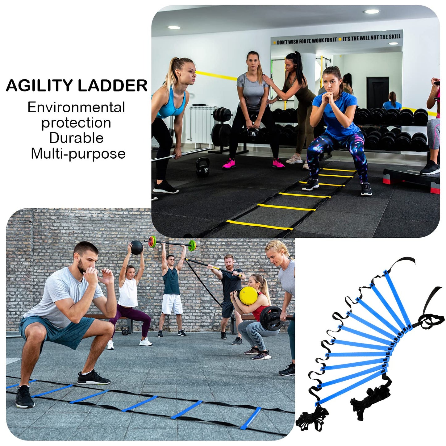 Sosation 2 Pack Agility Ladder 20 Feet Adjustable Rungs Speed Training Exercise Ladders with Carry Bag for Kids and Adults Soccer Football Boxing Footwork Sports Speed Agility Training