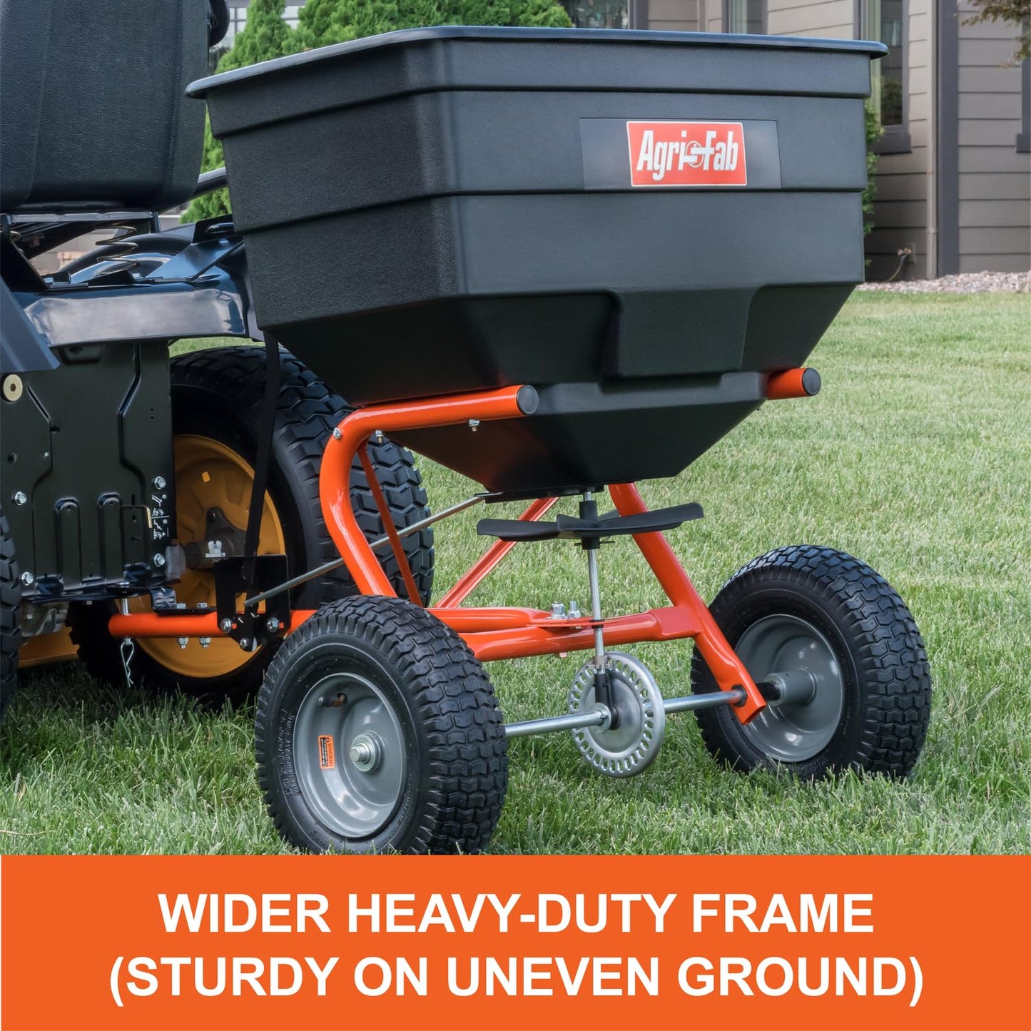 Agri-Fab Tow Behind Broadcast Spreader for Seed, Fertilizer, Salt and Ice Melt, 185 lb Capacity Lawn and Garden Spreader with 12 Ft Spread Width