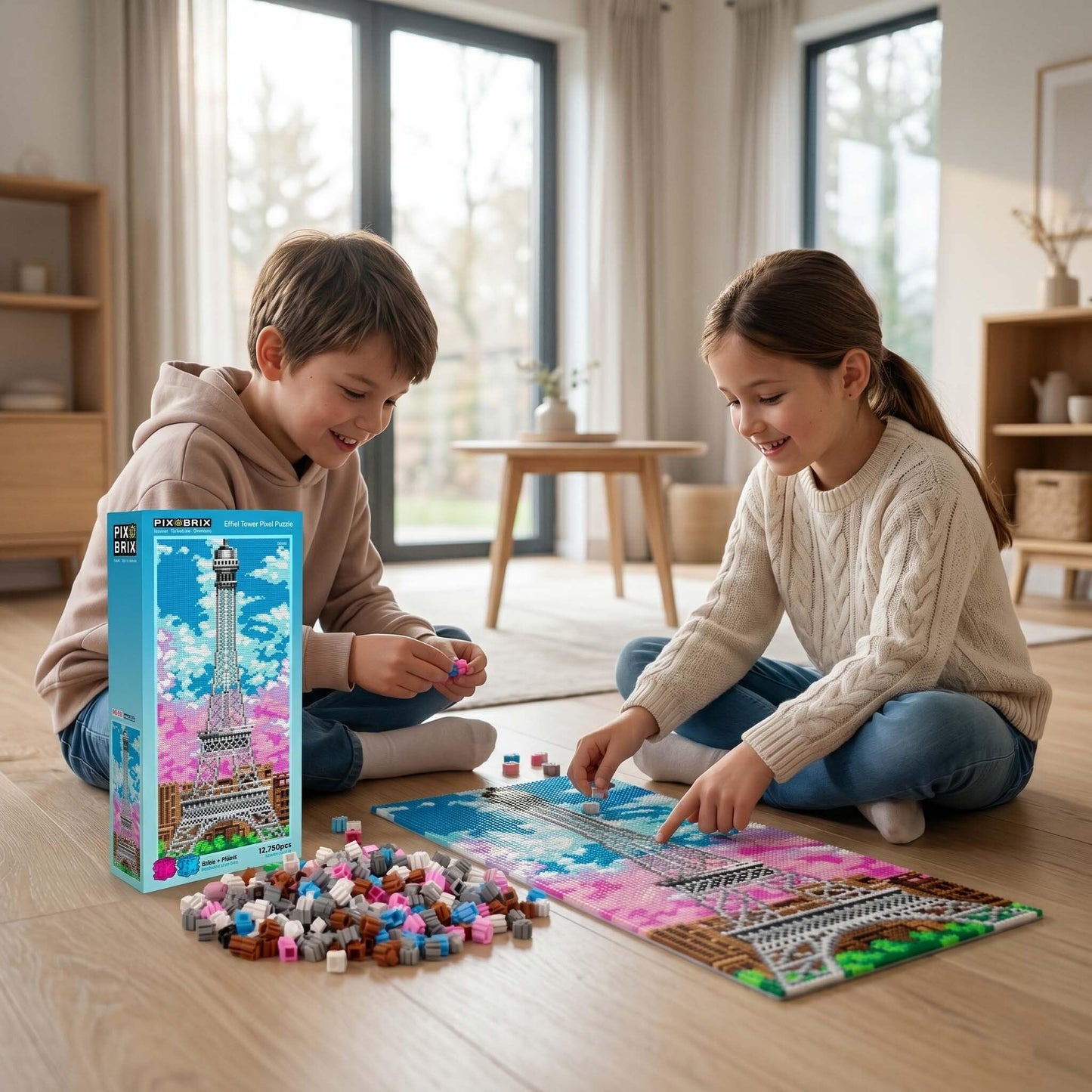 Pix Brix Pixel Art kit Puzzle Bricks - Eiffel Tower 12,750 Pieces - Patented Colorful Building Bricks, Create 2D and 3D Builds Without Water, Iron or Glue - Stem Toys for Adults and Kids