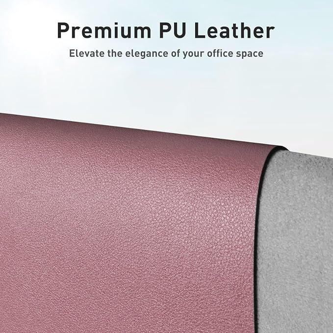 Leather Desk Pad Protector,Mouse Pad,Office Desk Mat,Non-Slip PU Leather Desk Blotter,Laptop Desk Pad,Waterproof Desk Writing Pad for Office and Home (Dark Pink,23.6" x 13.7")