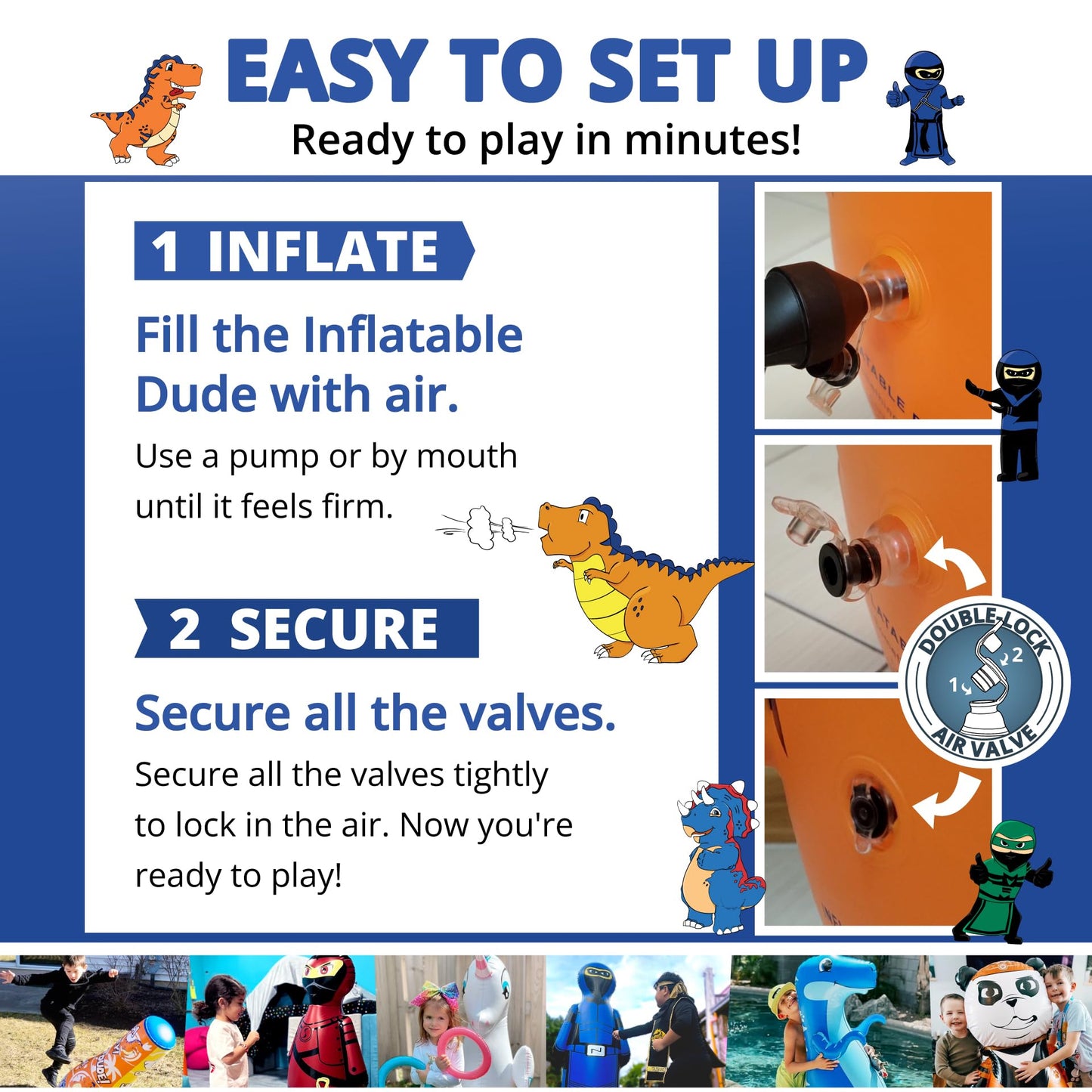 INFLATABLE DUDES Ninja Toy 63 Inches -Kids Punching Bag | Already Filled with Sand| Bop Bag | Inflatable Bopper | Boxing | Ninja Birthday Party | Punching Bag for Kids- (Heavy Hitters Nobi)