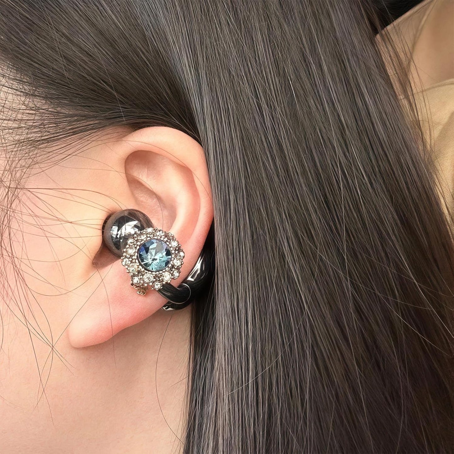 Chooseyo Rhinestone for Clip on Earbuds Open Ear Accessories, Elegant Zirconia Decorative Earphone Accessories