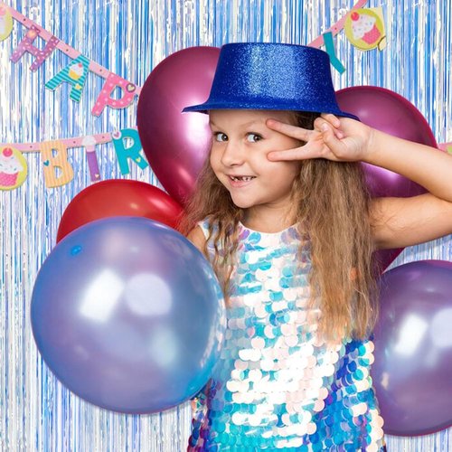 Iridescent Party Backdrop Decorations by [Brand Name] - 5 Pack Tinsel Curtain for Birthdays & Events | Photo Booth Streamer