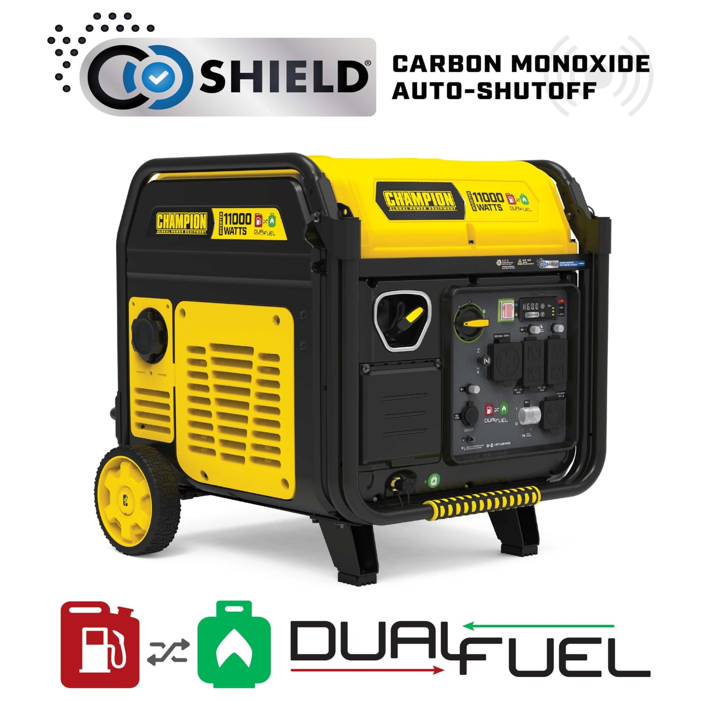 Champion Power Equipment 11,000-Watt Electric Start Dual Fuel Home Backup Portable Inverter Generator with Quiet Technology and Free 3-Year Warranty