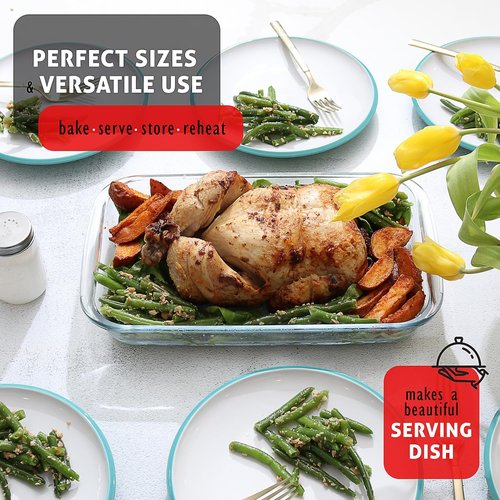 EATEX Glass Food Storage Containers Set - 7-Pack Baking Dishes with Lids | Oven & Microwave Safe