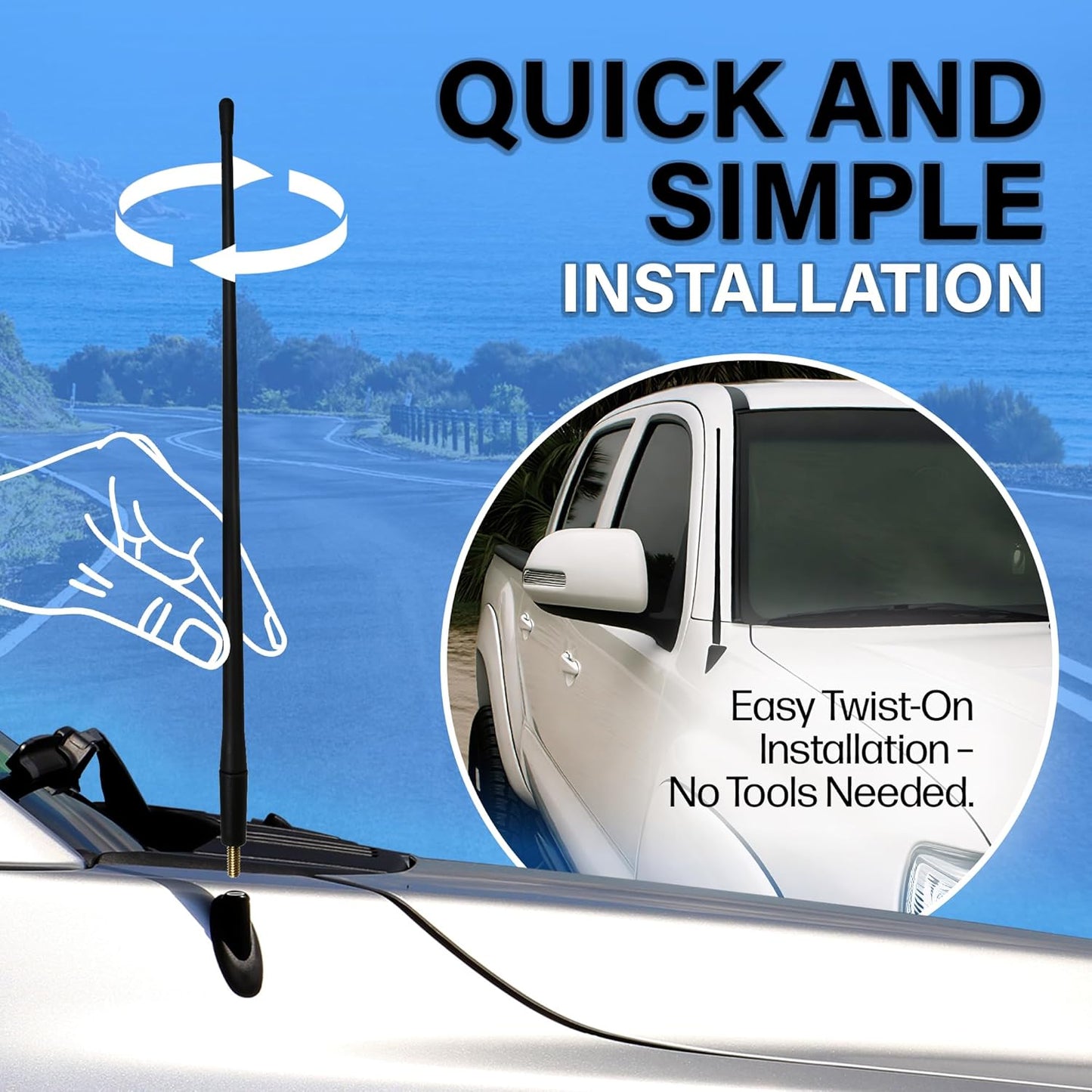 Votex 13 Inch - All-Terrain Flexible Rubber Antenna Accessories - Spring Steel Internal Core