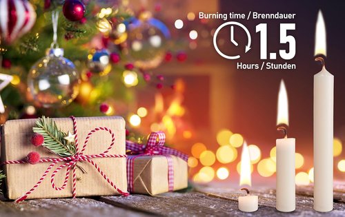 Eika Premium Christmas Tree Candles - Set of 20 Traditional Wax Candles for Pyramids & Chimes - Champagne Color