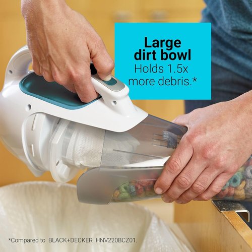 BLACK+DECKER Cordless Handheld Vacuum - Powerful Suction for Car & Home | Rechargeable, Wide Mouth Design