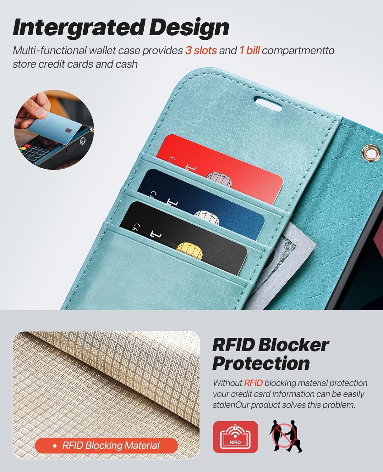15 [2 1] 6.1 Inch, OCASE for iPhone Detachable Wallet Case with Card Holder, in PU Leather Flip Folio Case with RFID